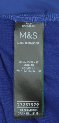 Marks and Spencer Women’s Blue Size 12 Basic Short Sleeve Blouse