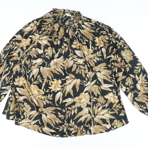 H&M Women’s Multicoloured Floral High Neck Long Sleeve Tunic Blouse Size 16