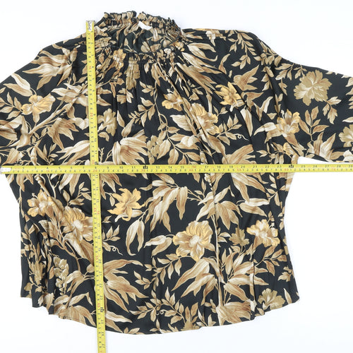 H&M Women’s Multicoloured Floral High Neck Long Sleeve Tunic Blouse Size 16