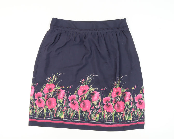 Scottage Women’s Blue Floral Knee Length Polyester Skirt Size 16