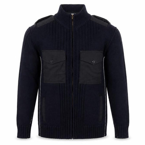 TOD HARVEY Men's Black L Full Zip Cotton Army Style Jumper