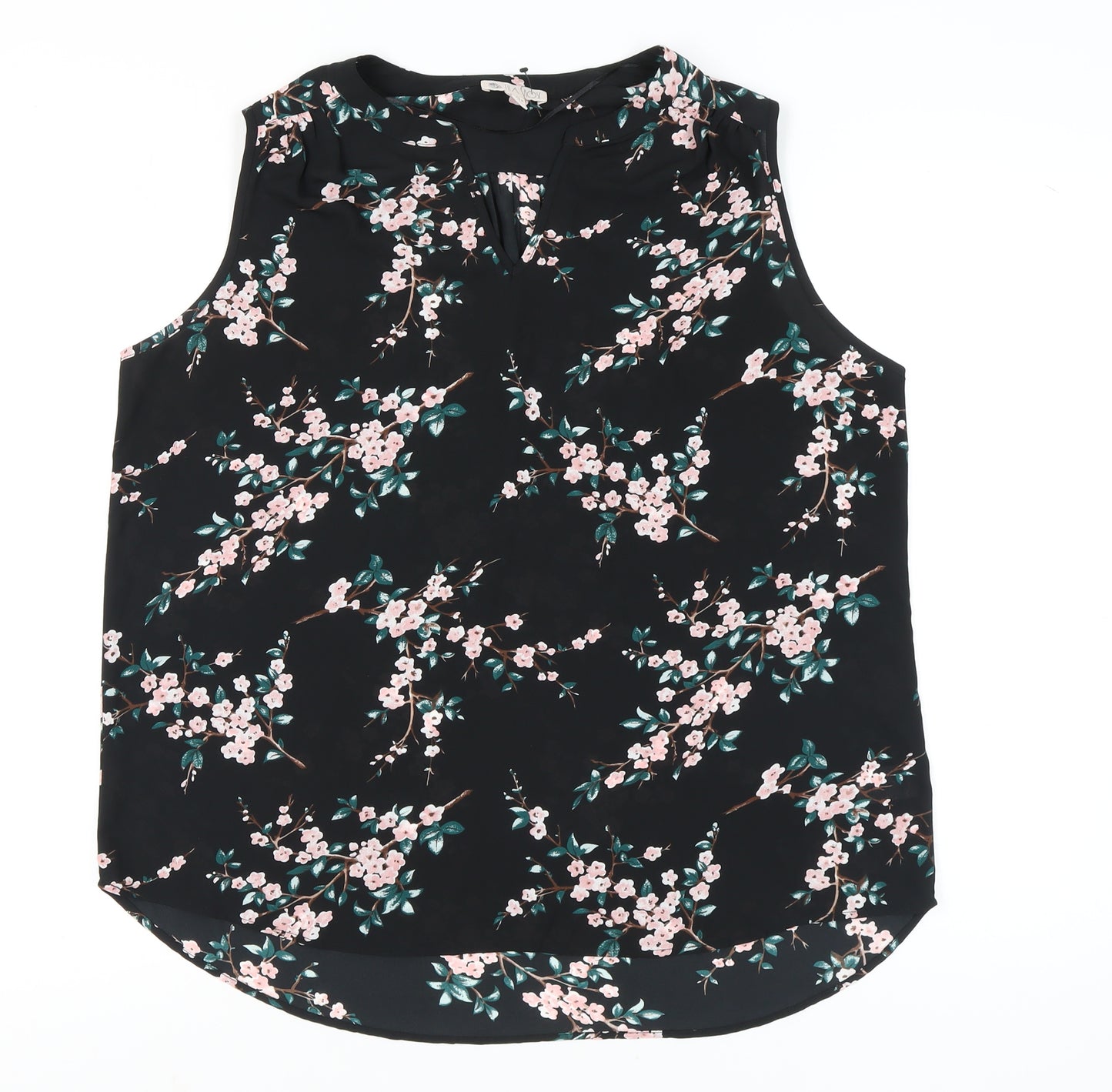 Lila Rose Women's Black Floral Chiffon Sleeveless Blouse XL