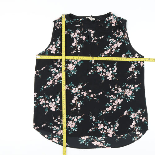 Lila Rose Women's Black Floral Chiffon Sleeveless Blouse XL