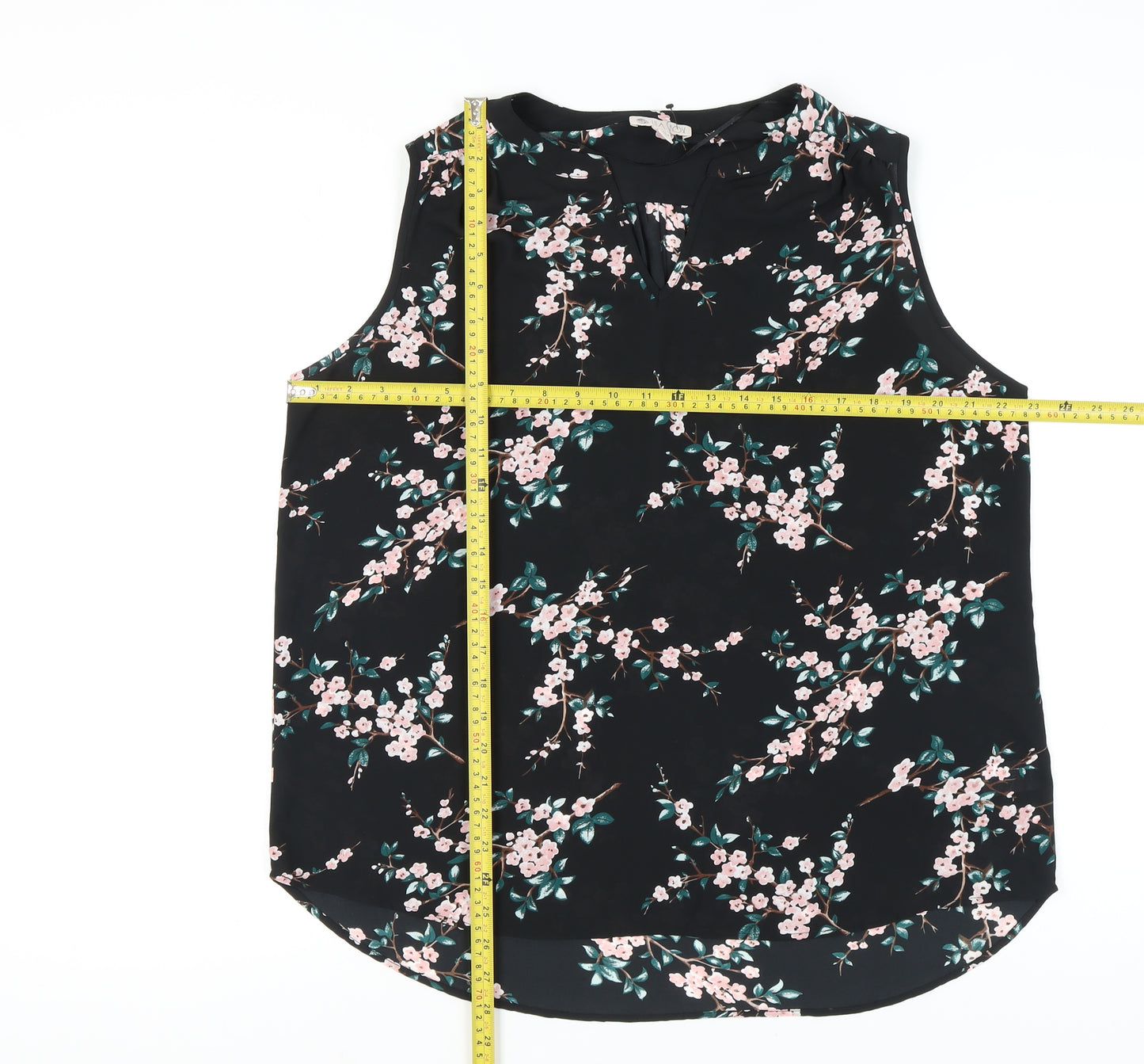 Lila Rose Women's Black Floral Chiffon Sleeveless Blouse XL
