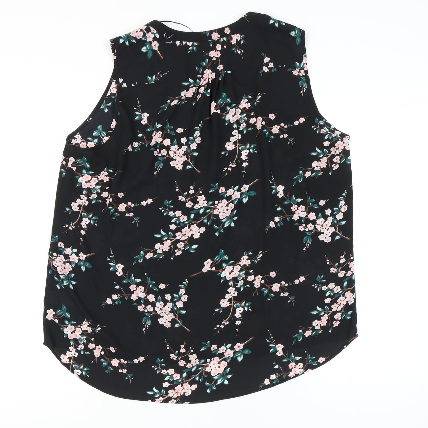 Lila Rose Women's Black Floral Chiffon Sleeveless Blouse XL