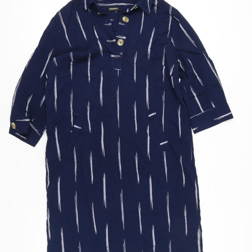 Pomodoro Women’s Blue Size 12 Knee Length Shirt Dress with Pockets