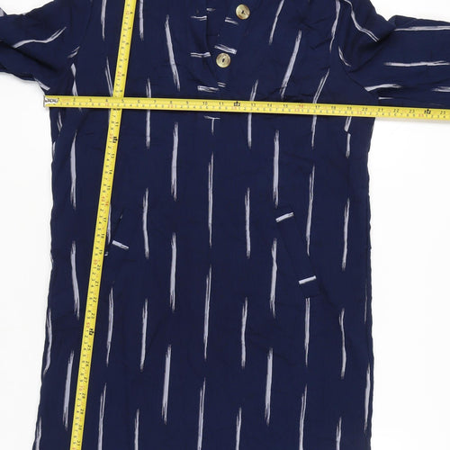 Pomodoro Women’s Blue Size 12 Knee Length Shirt Dress with Pockets