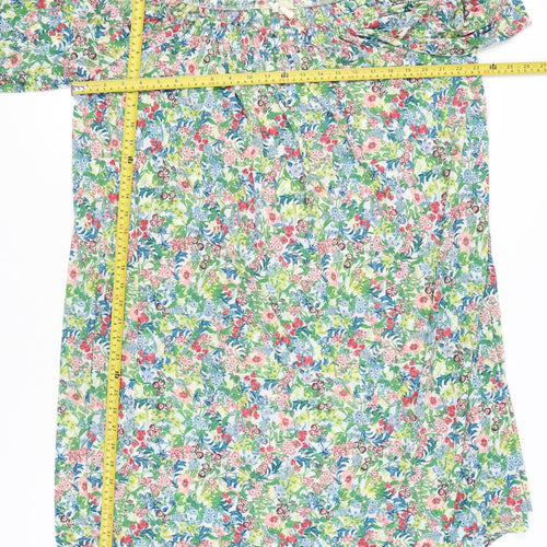 H&M Women’s Multicoloured Floral Shift Dress Size 16 Off Shoulder