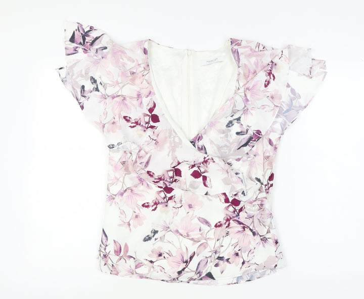 Jacques Vert Women’s Multicolour Floral Wrap Blouse UK 14 Spring