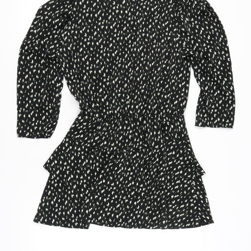 AX Paris Women’s Black Abstract Ruffle Wrap Dress Size 14
