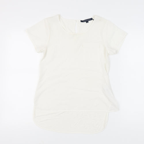 French Connection Womens Ivory Short Sleeve Scoop Neck T-Shirt Size S
