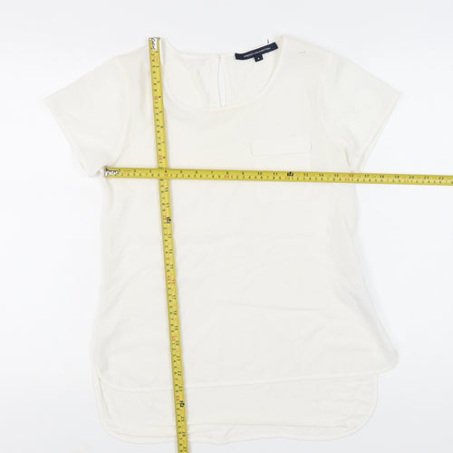 French Connection Womens Ivory Short Sleeve Scoop Neck T-Shirt Size S