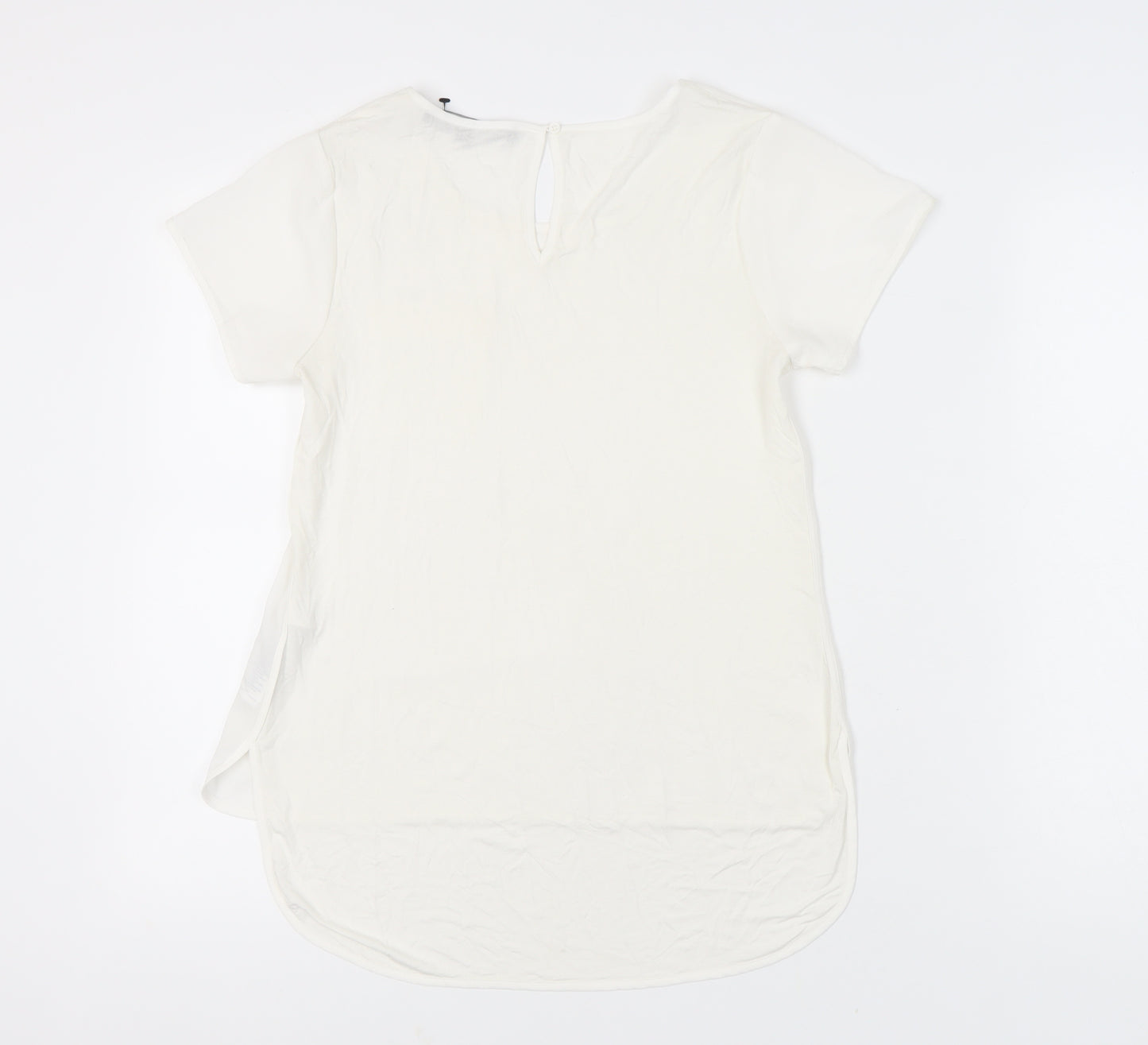French Connection Womens Ivory Short Sleeve Scoop Neck T-Shirt Size S