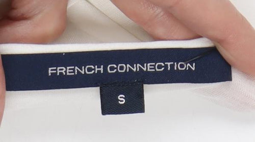 French Connection Womens Ivory Short Sleeve Scoop Neck T-Shirt Size S