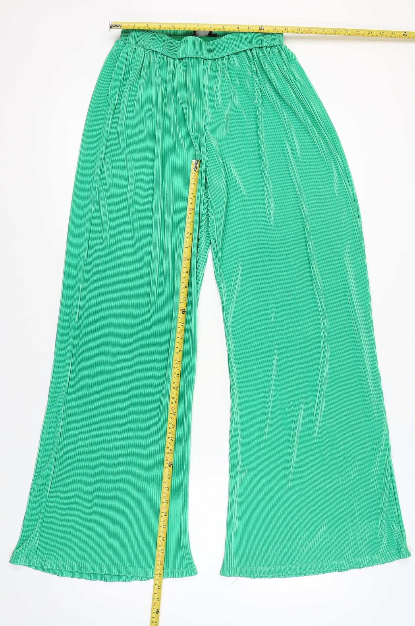 PrettyLittleThing Women’s Green Size 12 Wide-Leg Satin Trousers