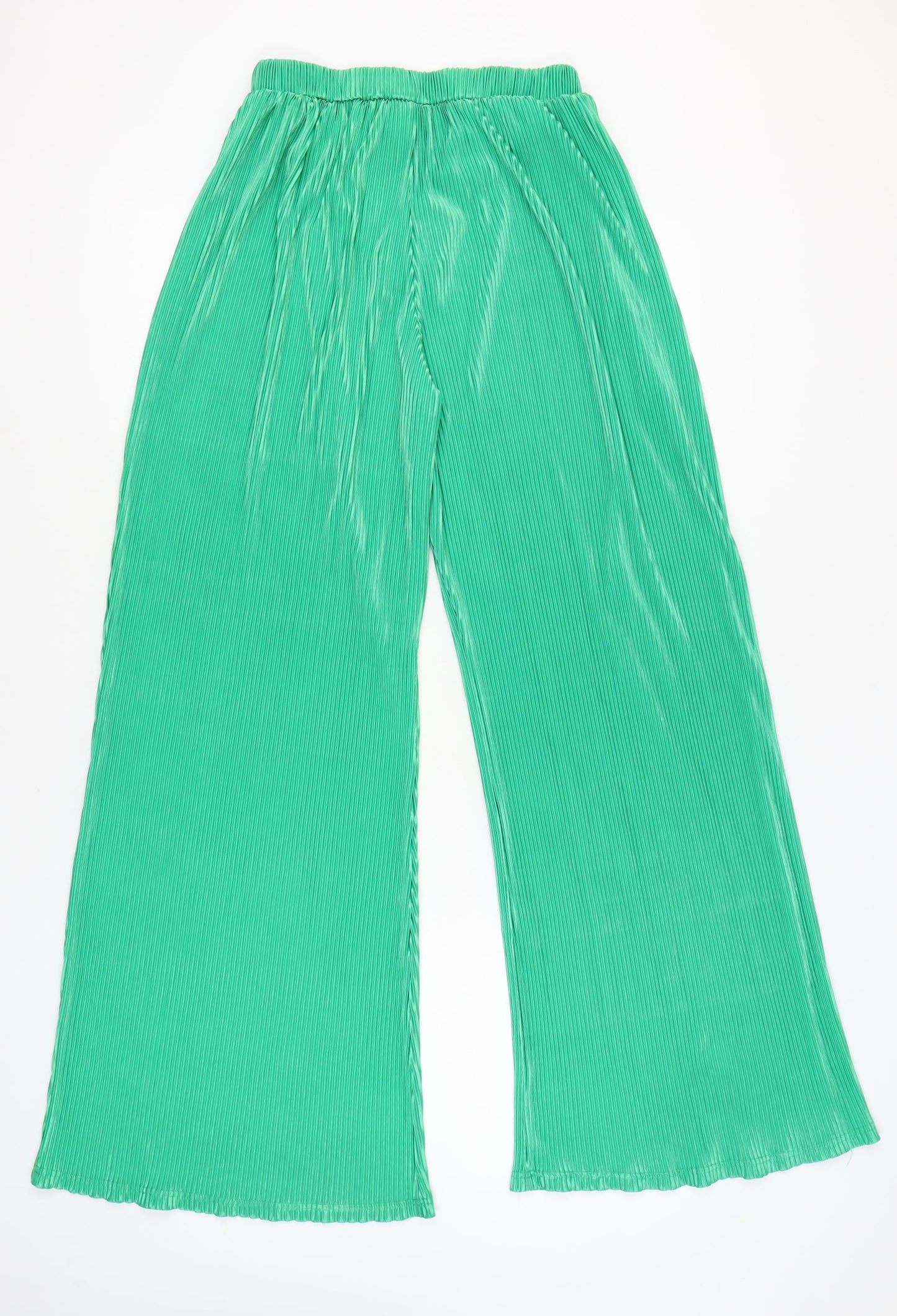 PrettyLittleThing Women’s Green Size 12 Wide-Leg Satin Trousers