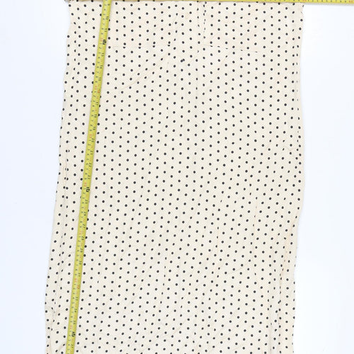 H&M Women’s Beige Polka Dot Collared Long Sleeve Shirt Dress XS