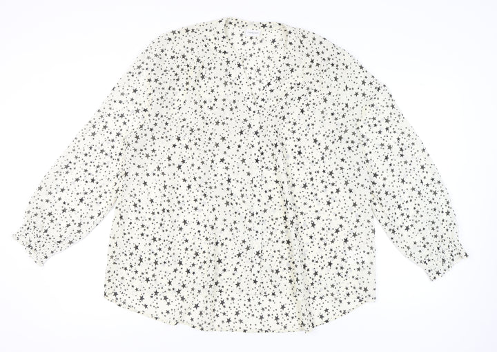 Together Women's White Star Print Chiffon Blouse Size 20