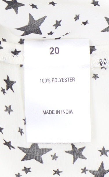 Together Women's White Star Print Chiffon Blouse Size 20