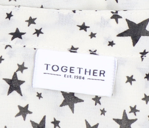 Together Women's White Star Print Chiffon Blouse Size 20