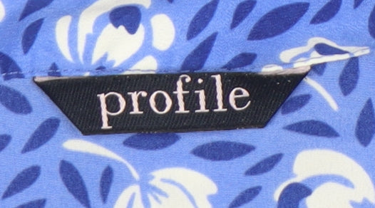 BHS Women’s Blue Floral Button-Up Shirt Size 18 Short Sleeve