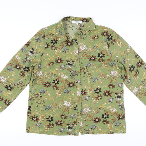 M&G Monogram Women’s Green Floral Long Sleeve Button-Up Shirt L