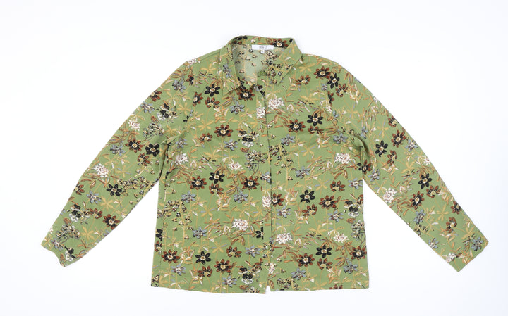 M&G Monogram Women’s Green Floral Long Sleeve Button-Up Shirt L