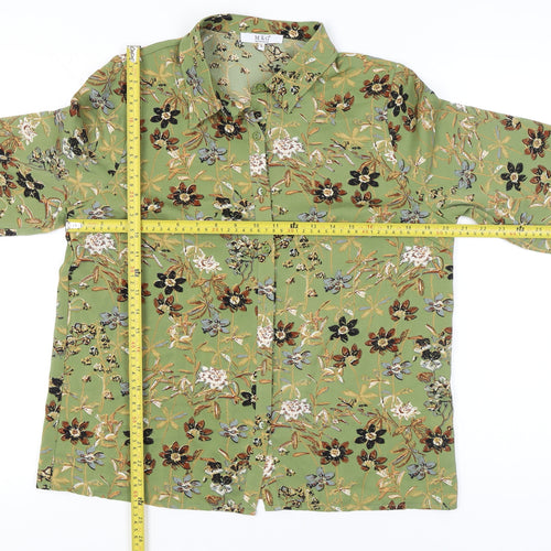 M&G Monogram Women’s Green Floral Long Sleeve Button-Up Shirt L
