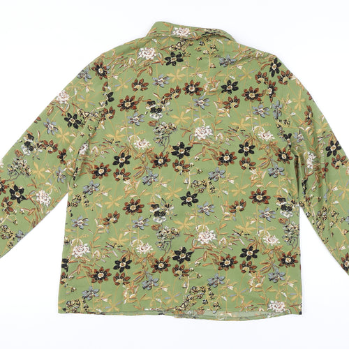 M&G Monogram Women’s Green Floral Long Sleeve Button-Up Shirt L