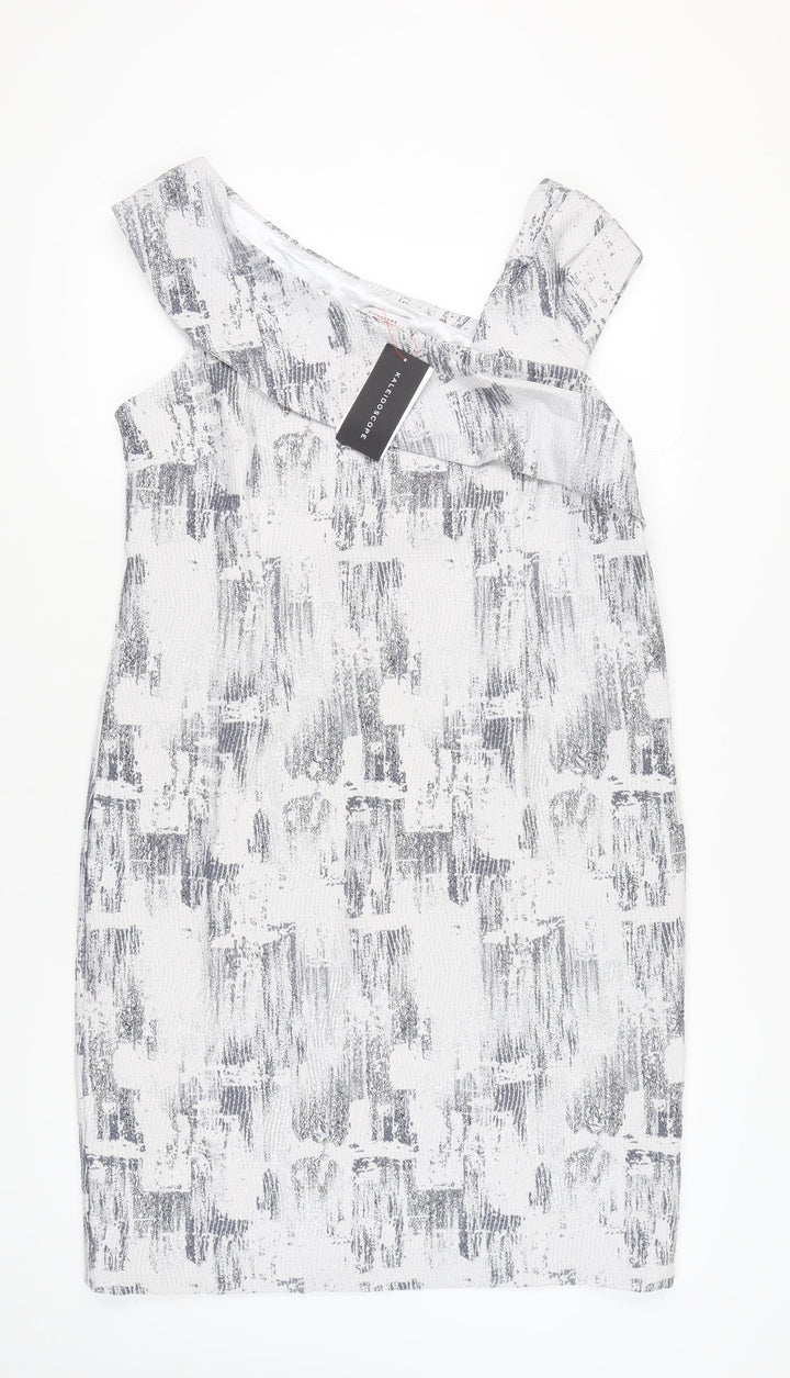 Kaleidoscope Women’s Grey Size 18 Asymmetric Neck Sheath Dress