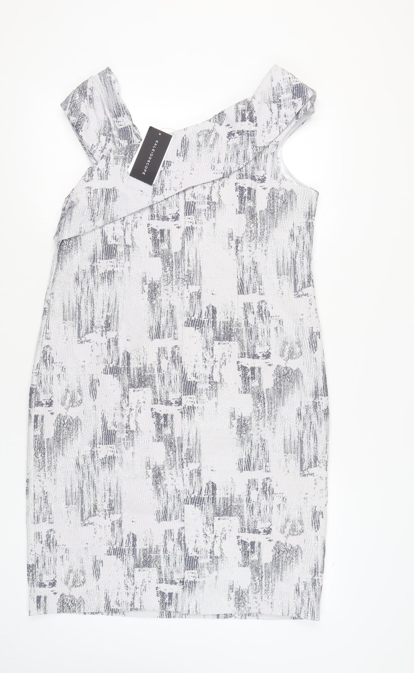 Kaleidoscope Women’s Grey Size 18 Asymmetric Neck Sheath Dress