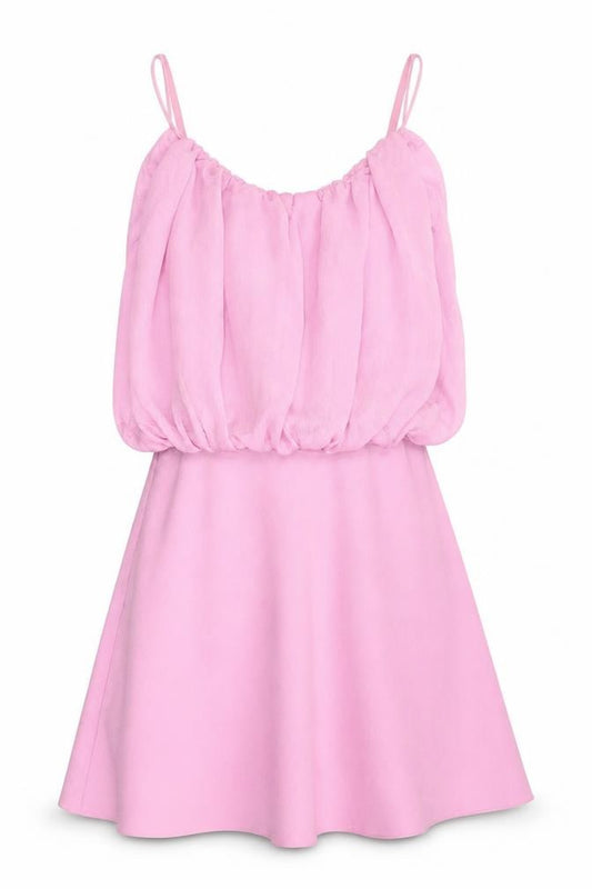 Front view of Zara Women’s Pink A-Line Sleeveless Short Dress, size UK 8