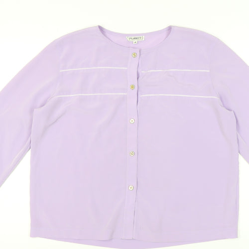 Planet Women Purple Button-Up Blouse Size 16 3/4 Sleeve