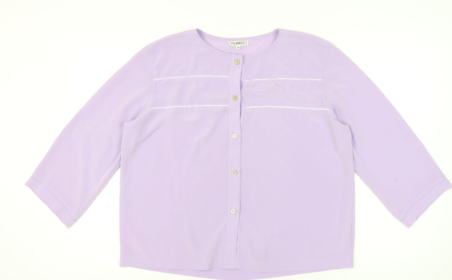 Planet Women Purple Button-Up Blouse Size 16 3/4 Sleeve