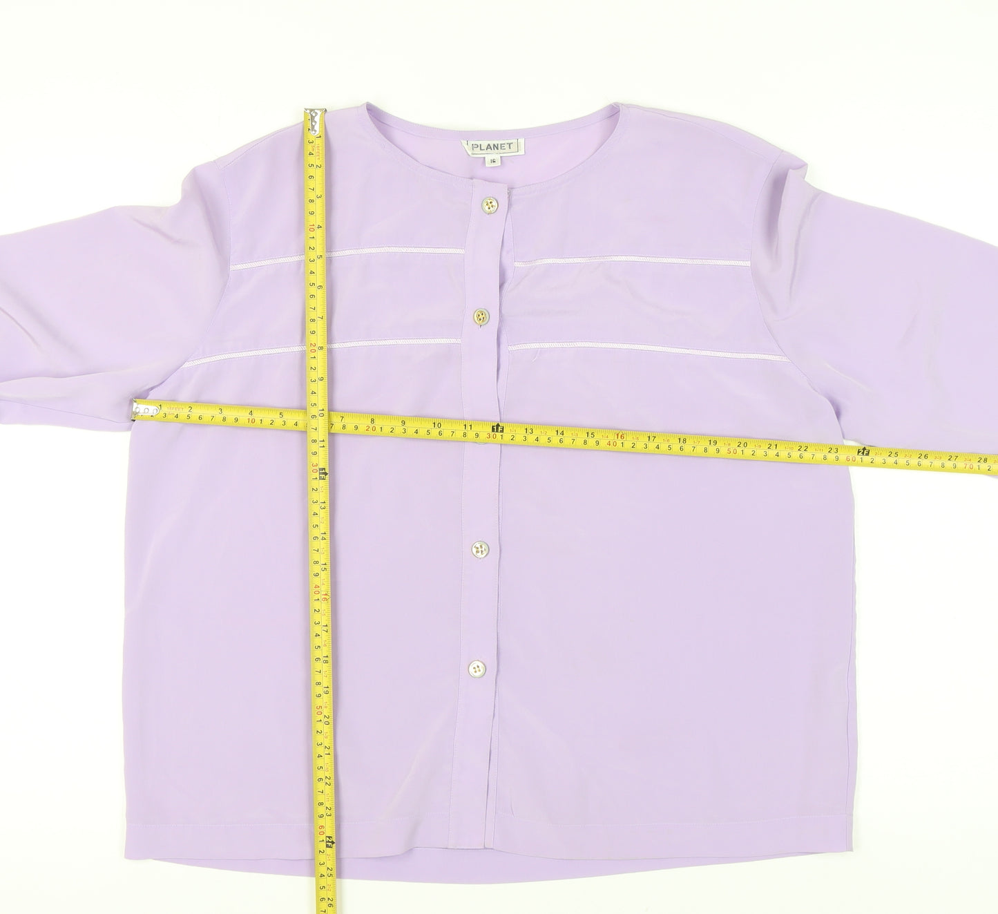 Planet Women Purple Button-Up Blouse Size 16 3/4 Sleeve