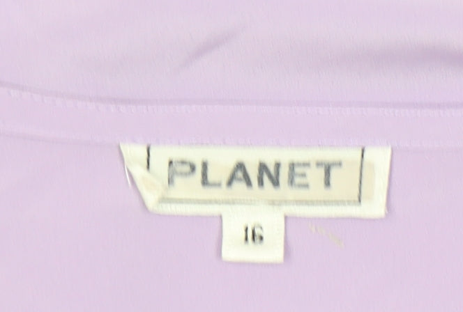 Planet Women Purple Button-Up Blouse Size 16 3/4 Sleeve