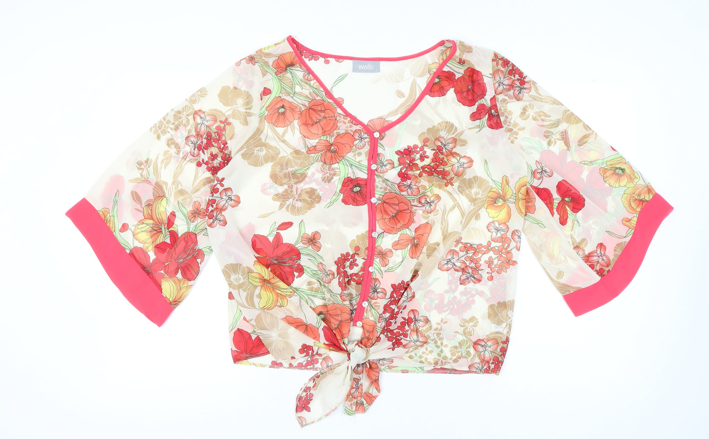 Wallis Women’s Multicoloured Floral Kimono Chiffon Blouse L