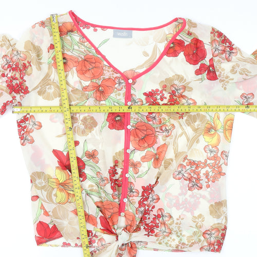 Wallis Women’s Multicoloured Floral Kimono Chiffon Blouse L