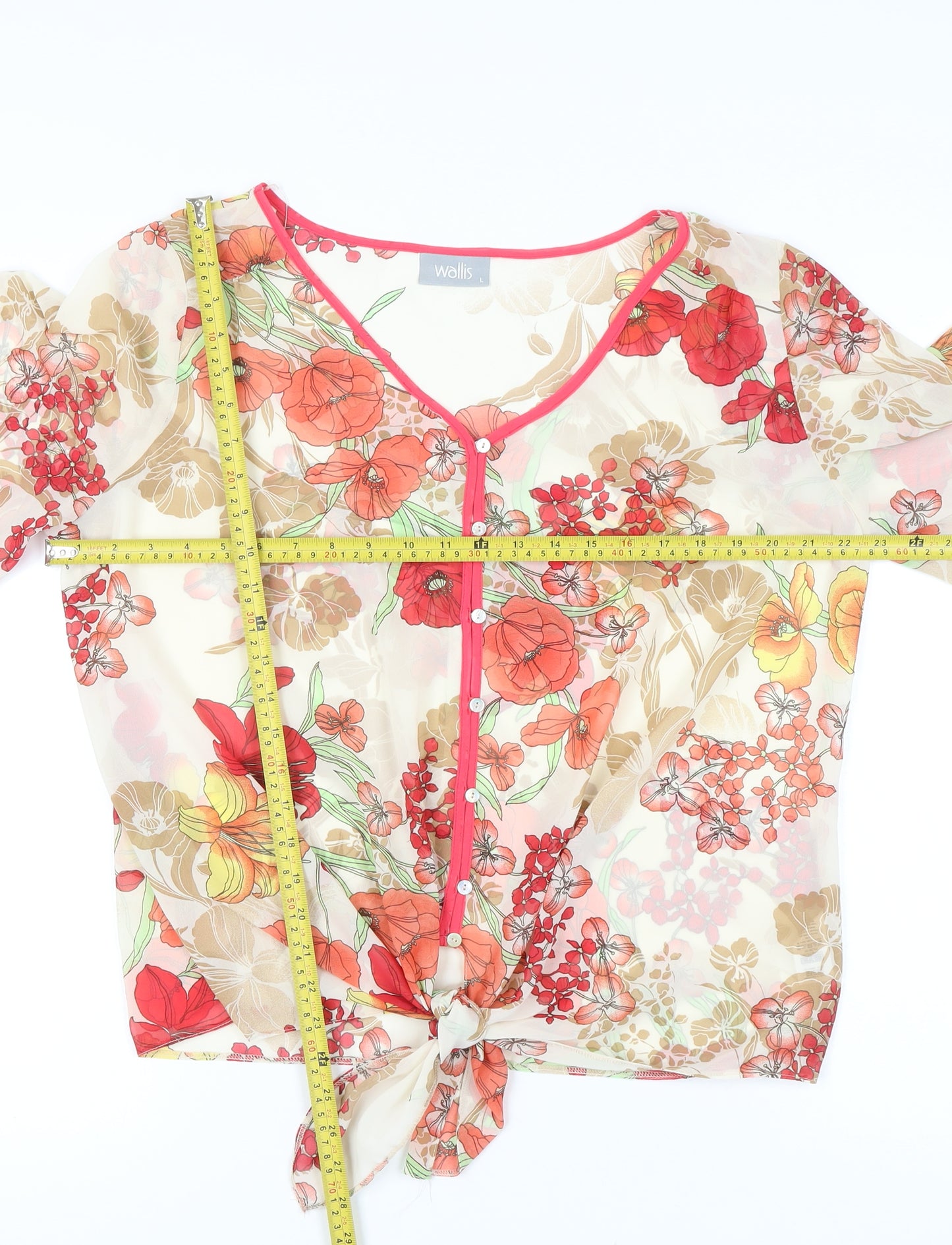 Wallis Women’s Multicoloured Floral Kimono Chiffon Blouse L