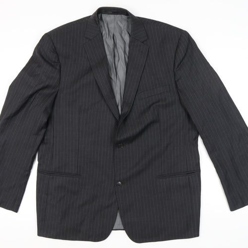 Charlton Gray Men's Grey Pinstripe 46L Wool Blend Blazer Jacket