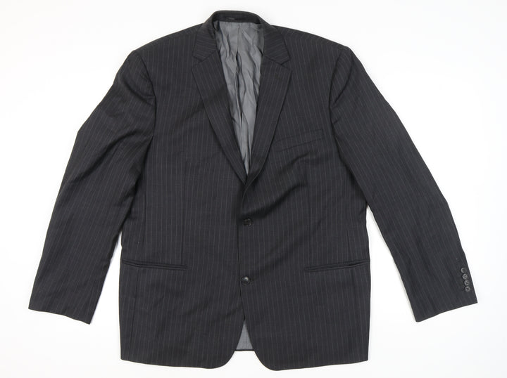 Charlton Gray Men's Grey Pinstripe 46L Wool Blend Blazer Jacket