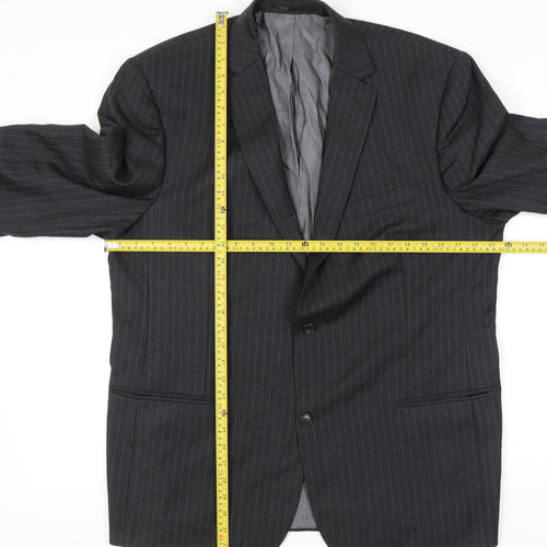 Charlton Gray Men's Grey Pinstripe 46L Wool Blend Blazer Jacket