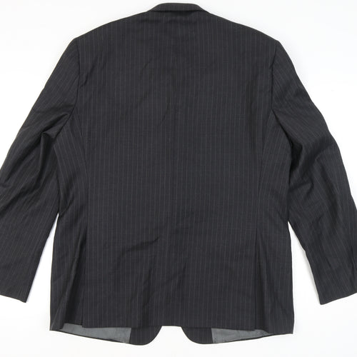 Charlton Gray Men's Grey Pinstripe 46L Wool Blend Blazer Jacket