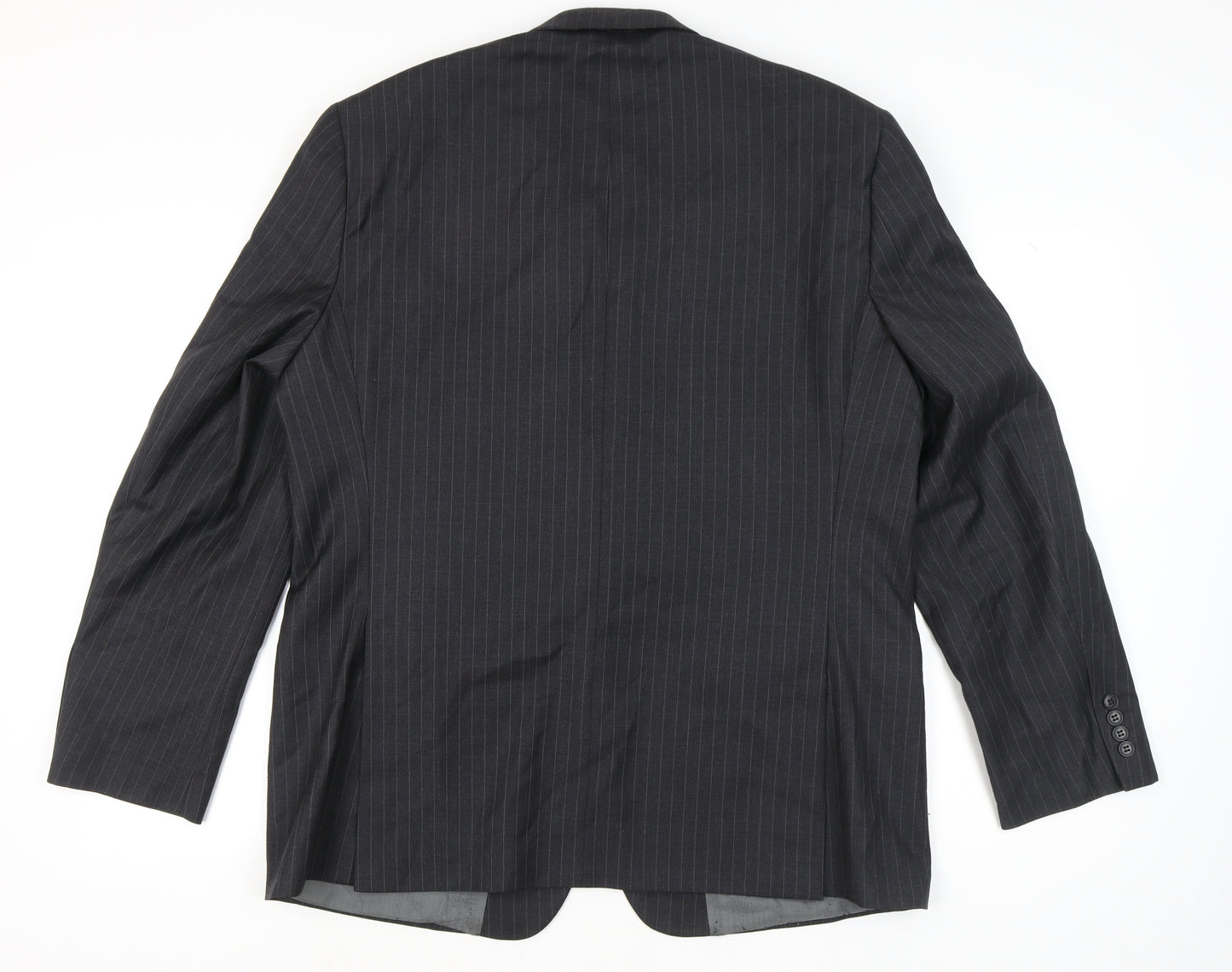 Charlton Gray Men's Grey Pinstripe 46L Wool Blend Blazer Jacket