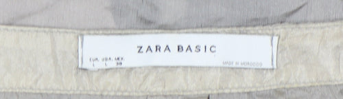 Zara Basic Women’s Beige Silk Puff Sleeve Floral Blouse L