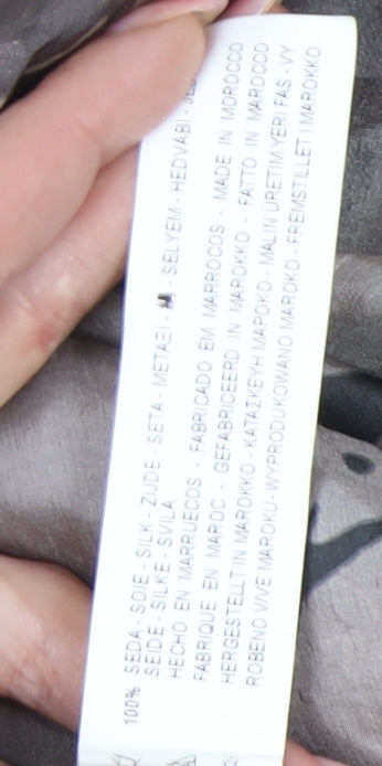 Zara Basic Women’s Beige Silk Puff Sleeve Floral Blouse L