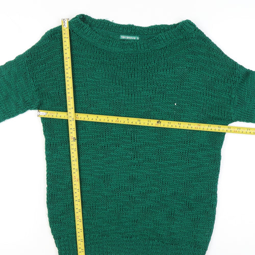 Terranova Women's Green Boat Neck Chunky Knit Pullover Jumper S