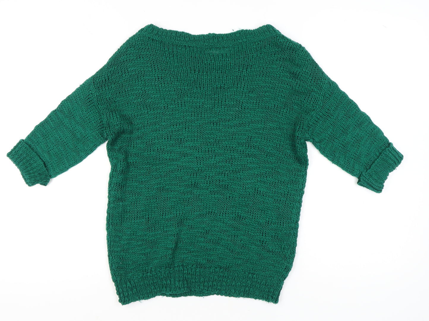 Terranova Women's Green Boat Neck Chunky Knit Pullover Jumper S