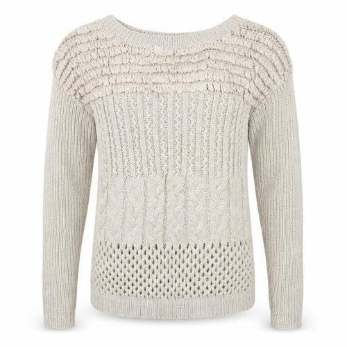 Warehouse Women Beige Size 14 Boat Neck Cable Knit Jumper