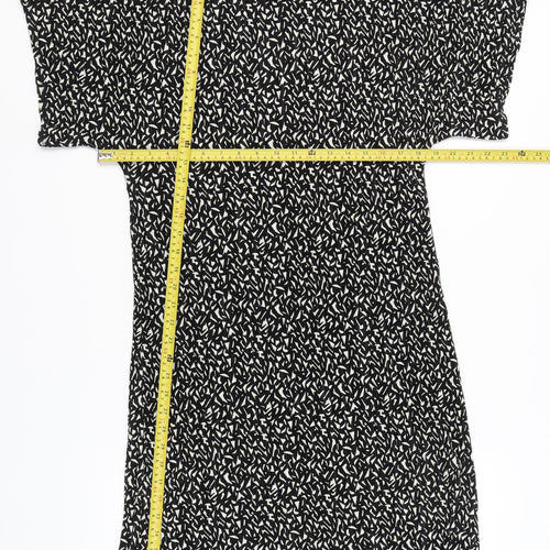 Topshop Women’s Black Geometric Shift Dress Size 10 Short Sleeve